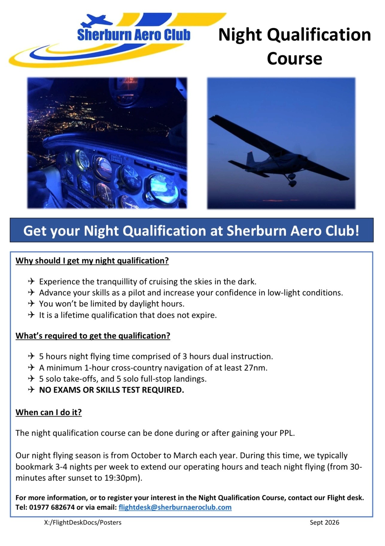 Get your Night Qualification at Sherburn Aero Club