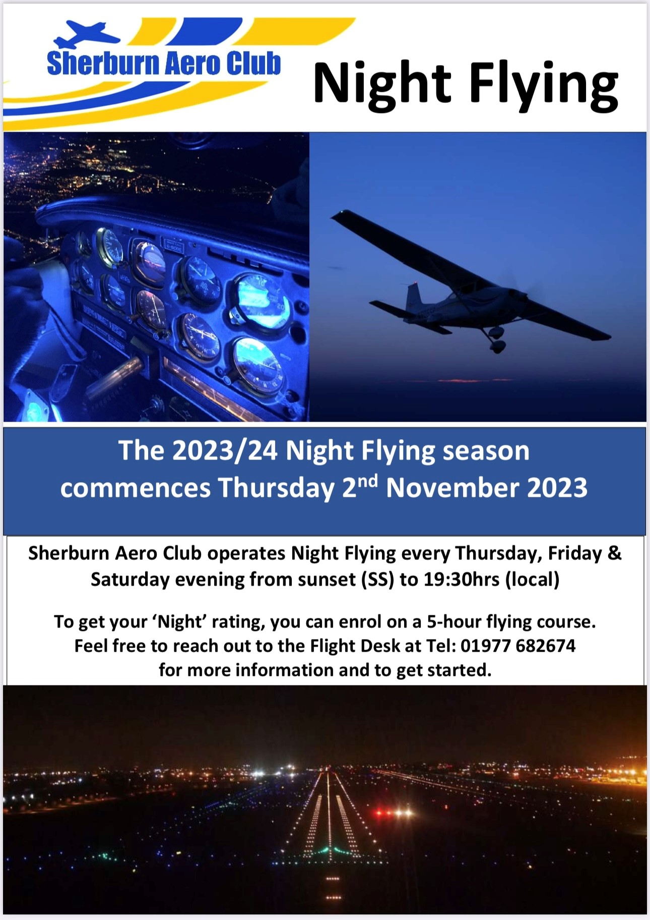 THE 2023/24 NIGHT FLYING SEASON COMMMENCES THURSDAY 2ND NOVEMBER 2023